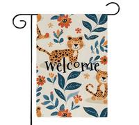 Mintoprints Joli drapeau de bienvenue léopard 30,5 x 45,7 cm, drapeau de jardin double face guépard pour décoration extérieure de cour