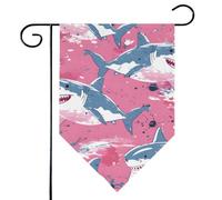 Mintoprints Joli drapeau de jardin aquarelle requins 30,5 x 45,7 cm double face pour décoration extérieure