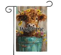 Mintoprints Joli drapeau de jardin de bienvenue en forme de vache des Highlands - 30,5 x 45,7 cm - Double face - Pour décoration extérieure