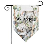 Mintoprints Joli drapeau de jardin de bienvenue koala 30,5 x 45,7 cm double face animaux aquarelle faune pastille cour drapeau extérieur décoration
