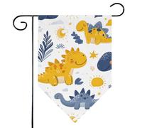 Mintoprints Joli drapeau de jardin dinosaure 30,5 x 45,7 cm double face animaux de dessin animé pastille drapeau de jardin pour cour décoration extérieure