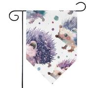 Mintoprints Joli drapeau de jardin hérisson 30,5 x 45,7 cm double face aquarelle hérisson pastille drapeau de jardin pour cour décoration extérieure