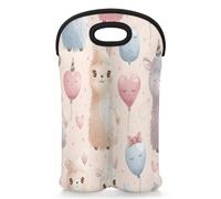 Mintoprints Llama Alpaga Sac fourre-tout pour 2 bouteilles de vin en néoprène Motif mouton mignon pour voyage, pique-nique, fête