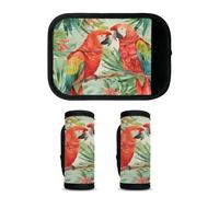 Mintoprints Lot de 2 housses de poignée de bagage à motif d'oiseaux tropicaux - Accessoires de voyage pour avion, aéroport, feuilles de toucan
