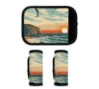 Mintoprints Lot de 2 housses de poignée de bagage de plage hawaïennes - Accessoires de voyage pour avion, aéroport, coucher de soleil, coucher de soleil, océan