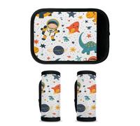 Mintoprints Lot de 2 housses de poignée de bagage Dinosaur Planet - Accessoires de voyage pour avion, aéroport, espace dinosaure mignon