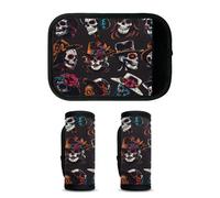 Mintoprints Lot de 2 housses de poignée de bagage Mexican Day of the Dead - Accessoires de voyage pour avion, aéroport, crâne en sucre amusant