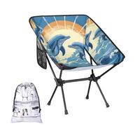 Mintoprints Ocean Beach Dolphin Chaise de camping d'été légère pliable portable compacte pour l'extérieur, les voyages, la plage, la randonnée