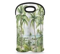 Mintoprints Palm Tree Sac fourre-tout pour 2 bouteilles de vin tropicales hawaïennes d'été en néoprène pour voyage, pique-nique, fête