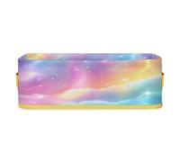 Mintoprints Paniers à papier toilette arc-en-ciel galaxie nuages pour salle de bain, panier à papier de rangement en tissu pour réservoir de toilettes, petit panier décoratif avec poignée pour