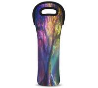 Mintoprints Rainbow Tree Sac fourre-tout en néoprène pour bouteille de vin Motif arbre coloré Pour voyage, pique-nique, fête