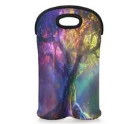 Mintoprints Rainbow Tree Sac fourre-tout pour 2 bouteilles de vin en néoprène Motif arbre coloré Pour voyage, pique-nique, fête