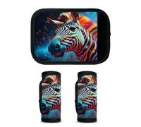 Mintoprints Rainbow Zebra Lot de 2 housses de poignée de bagage pour valise, accessoires de voyage pour avion, aéroport