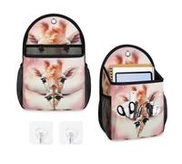 Mintoprints Sac de rangement mural en tissu à suspendre avec poche pour salle de bain, cuisine, chambre à coucher Motif girafe rose