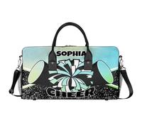 Mintoprints Sac de sport personnalisé pour pom-pom girl, sac de sport, sac de voyage, sac de week-end, bleu / vert, 17.4"x8.3"x9.5", Pom-pom girl