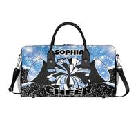 Mintoprints Sac de sport personnalisé pour pom-pom girl, sac de sport, sac de voyage, sac de week-end, Bleu pailleté, 17.4"x8.3"x9.5", Pom-pom girl