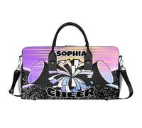 Mintoprints Sac de sport personnalisé pour pom-pom girl, sac de sport, sac de voyage, sac de week-end, Bleu clair et violet, 17.4"x8.3"x9.5", Pom-pom girl