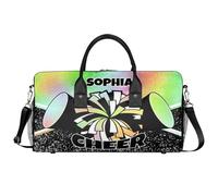 Mintoprints Sac de sport personnalisé pour pom-pom girl, sac de sport, sac de voyage, sac de week-end, Dégradé vert et rouge, 17.4"x8.3"x9.5", Pom-pom girl