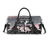 Mintoprints Sac de sport personnalisé pour pom-pom girl, sac de sport, sac de voyage, sac de week-end, Dégradé rose noir, 17.4"x8.3"x9.5", Pom-pom girl