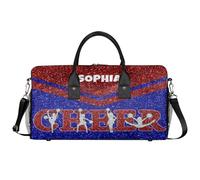 Mintoprints Sac de sport personnalisé pour pom-pom girl, sac de sport, sac de voyage, sac de week-end, rouge/bleu, 17.4"x8.3"x9.5", Pom-pom girl