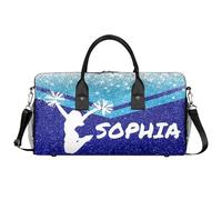 Mintoprints Sac de sport personnalisé pour pom-pom girls - Sac de sport pour pom-pom girl, Bleu pailleté, 17.4"x8.3"x9.5", Pom-pom girl