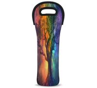Mintoprints Sac fourre-tout coloré en néoprène pour bouteille de vin, motif arbre de saison, 1 bouteille de vin, pour voyage, pique-nique, fête