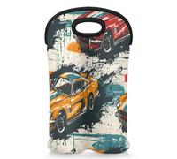 Mintoprints Sac fourre-tout cool pour voiture de course à vin, sac fourre-tout pour 2 bouteilles, en néoprène, sac à vin, sac isotherme, voyage, pique-nique, fête