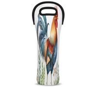 Mintoprints Sac fourre-tout en néoprène avec motif coq pour bouteille de vin - Pour voyage, pique-nique, fête