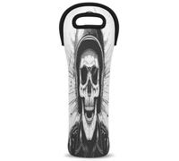 Mintoprints Sac fourre-tout en néoprène avec motif tête de mort - Noir et blanc - Pour voyage, pique-nique, fête