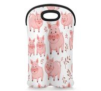 Mintoprints Sac fourre-tout en néoprène pour 2 bouteilles de vin en forme de cochons pour voyage, pique-nique, fête