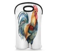 Mintoprints Sac fourre-tout en néoprène pour 2 bouteilles de vin en forme de coq pour voyage, pique-nique, fête