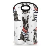 Mintoprints Sac fourre-tout en néoprène pour 2 bouteilles de vin Motif terrier écossais pour voyage, pique-nique, fête