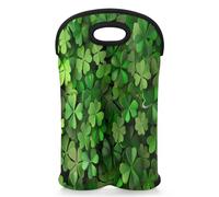 Mintoprints Sac fourre-tout en néoprène pour 2 bouteilles de vin - Motif trèfle porte-bonheur vert - Pour voyage, pique-nique, fête