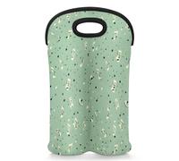 Mintoprints Sac fourre-tout en néoprène pour 2 bouteilles de vin, note verte, sac isotherme pour voyage, pique-nique, fête