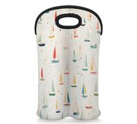 Mintoprints Sac fourre-tout en néoprène pour 2 bouteilles d'encre, voilier, bouteille de vin, sac isotherme pour voyage, pique-nique, fête