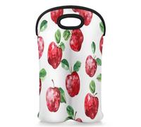 Mintoprints Sac fourre-tout en néoprène pour 2 bouteilles, fruits, pommes et bouteilles de vin, pour voyage, pique-nique, fête