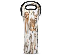 Mintoprints Sac fourre-tout en néoprène pour bouteille de vin, motif chouette, cerf, animal de la forêt, sac fourre-tout pour voyage, pique-nique, fête