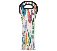 Mintoprints Sac fourre-tout en néoprène pour bouteille de vin Motif coq mignon pour voyage, pique-nique, fête