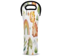 Mintoprints Sac fourre-tout en néoprène pour bouteille de vin Motif dinosaure Rianbow Tree Pour voyage, pique-nique, fête
