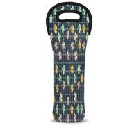 Mintoprints Sac fourre-tout en néoprène pour bouteille de vin Motif trèfle à carreaux de buffle Pour voyage, pique-nique, fête