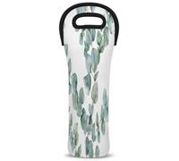 Mintoprints Sac fourre-tout feuille d'eucalyptus sac fourre-tout feuille de col d'eau 1 bouteille néoprène vin sac fourre-tout porte-bouteille de vin pour voyage, pique-nique, fête