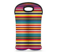 Mintoprints Sac fourre-tout mexicain pour 2 bouteilles de vin abstraites aztèques dégradées en néoprène pour voyage, pique-nique, fête