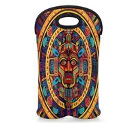 Mintoprints Sac fourre-tout mexicain pour 2 bouteilles de vin aztèque du sud-ouest en néoprène pour bouteille de vin, sac isotherme pour voyage, pique-nique, fête