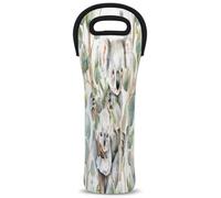 Mintoprints Sac fourre-tout mignon Koala Vin Animal Aquarelle Faune 1 bouteille Néoprène Vin Glacière Sac de Transport Étui Porte-bouteille de vin pour voyage, pique-nique, fête