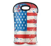 Mintoprints Sac fourre-tout pour 2 bouteilles de vin avec drapeau américain - 4 juillet - En néoprène - Pour voyage, pique-nique, fête