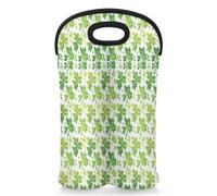 Mintoprints Sac fourre-tout pour 2 bouteilles de vin en néoprène Motif trèfle, trèfles porte-bonheur pour voyage, pique-nique, fête