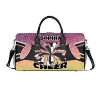 Mintoprints Sacs de sport personnalisés pour pom-pom girls Sac de sport Sac de sport Sac de voyage Sac de voyage Sac de voyage Sac de week-end, Violet/orange., 17.4"x8.3"x9.5", Pom-pom girl