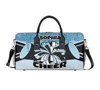 Mintoprints Sacs de sport personnalisés pour pom-pom girls Sac de sport Sac de sport Sac de voyage Sac de voyage Sac de voyage Sac de week-end, Paillettes bleu clair, 17.4"x8.3"x9.5", Pom-pom girl