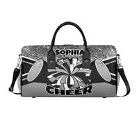 Mintoprints Sacs de sport personnalisés pour pom-pom girls Sac de sport Sac de sport Sac de voyage Sac de voyage Sac de voyage Sac de week-end, Argenté, 17.4"x8.3"x9.5", Pom-pom girl