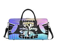 Mintoprints Sacs de sport personnalisés pour pom-pom girls Sac de sport Sac de sport Sac de voyage Sac de voyage Sac de voyage Sac de week-end, Jaune, violet, bleu, 17.4"x8.3"x9.5", Pom-pom girl